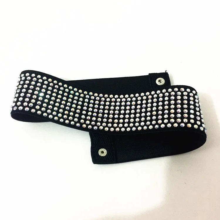 Children's Latin Dance Exam Accessory Diamond Elastic Waist Belt Fashionable Stainless Steel Buckle 6cm All-Match Waist Seal