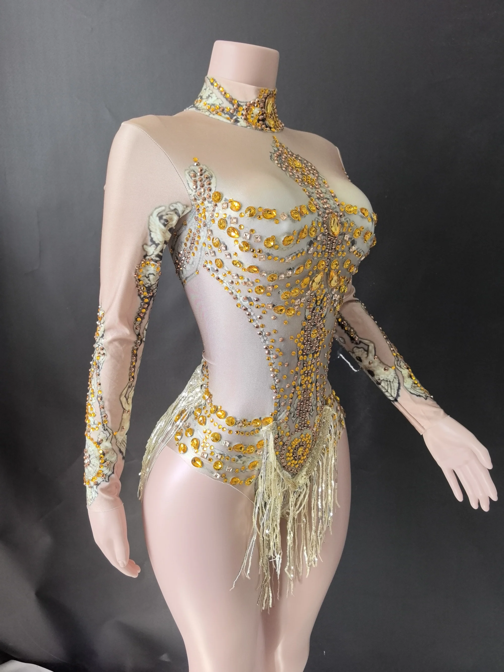 New Rhinestones Bodysuit Pole DancePerformance Clothing Party Rave Outfit Clubwear Stretch Drag Queen Costume 7G