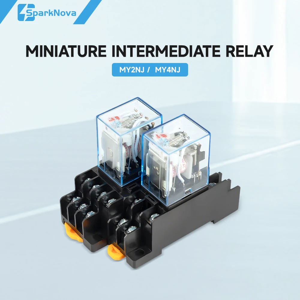 5pcs MY2NJ MY4NJ DIN Rail Mount Power Relay 12V 24V DC 110V 220V AC 2NO 2NC with Socket Base Micro Mini Industrial Control Relay
