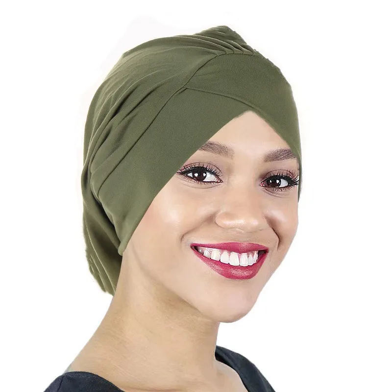 Muslim Soild Color Turban African India Hat Women Headwrap High-quality Hot Sale Fashion Ladies Caps