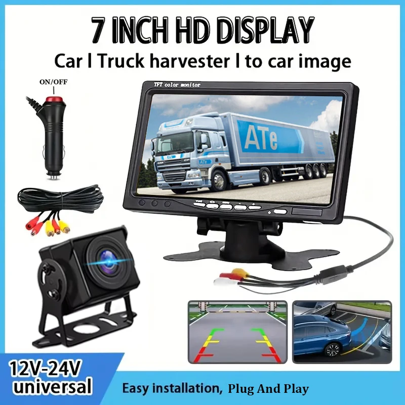 

Комплект автомобильной камеры заднего вида с 7-дюймовым дисплеем, комплект HD-камеры заднего вида с широкоугольным объективом для безопасной парковки и вождения