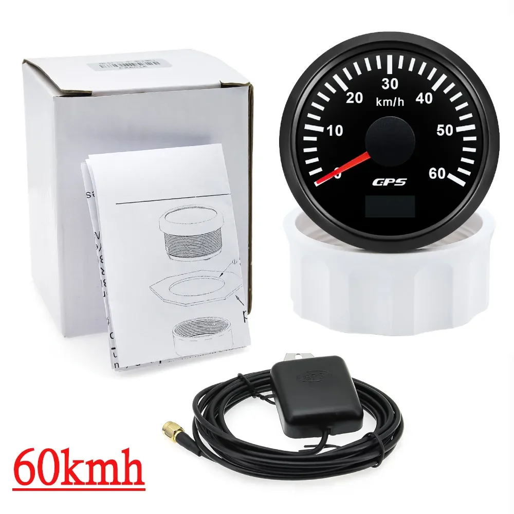 30/60/80/120/200 km/h 52 mm digitales GPS-Tachometer mit Antenne, Boot, Auto, Geschwindigkeitsmesser, 7-Farben-Hintergrundbeleuchtung, 12 V, 24 V