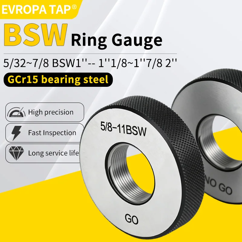 EVROPA TAP 1PC/SET BSW Taper Pipe Thread Plug/Ring Gauge Measure Tool BSW 5/32~7/8 BSW1''-- 1''1/8~1''7/8 BSW 2''
