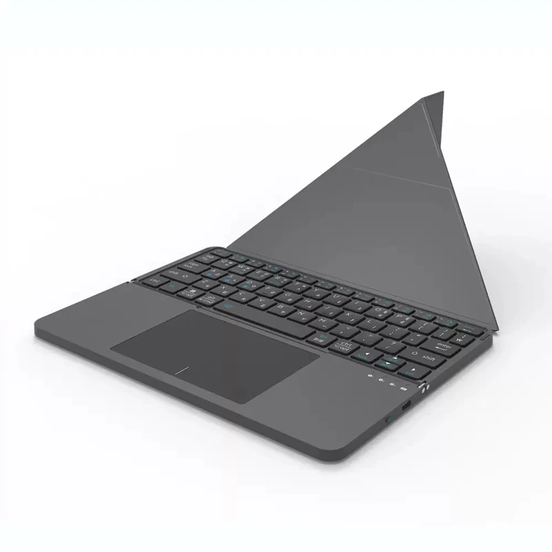 2-in-1 Wireless Bluetooth 5.0 Folding Keyboard for Tablet/Phone/PC Detachable Leather Stand Portable External Touch Keyboard