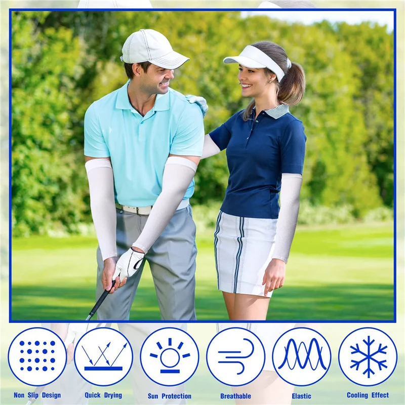 

A37Q-80 Pairs Cooling Arm Sleeves UV Protection Warmers Sleeves For Men&Women,For Running, Cycling, Hiking, Golf,White