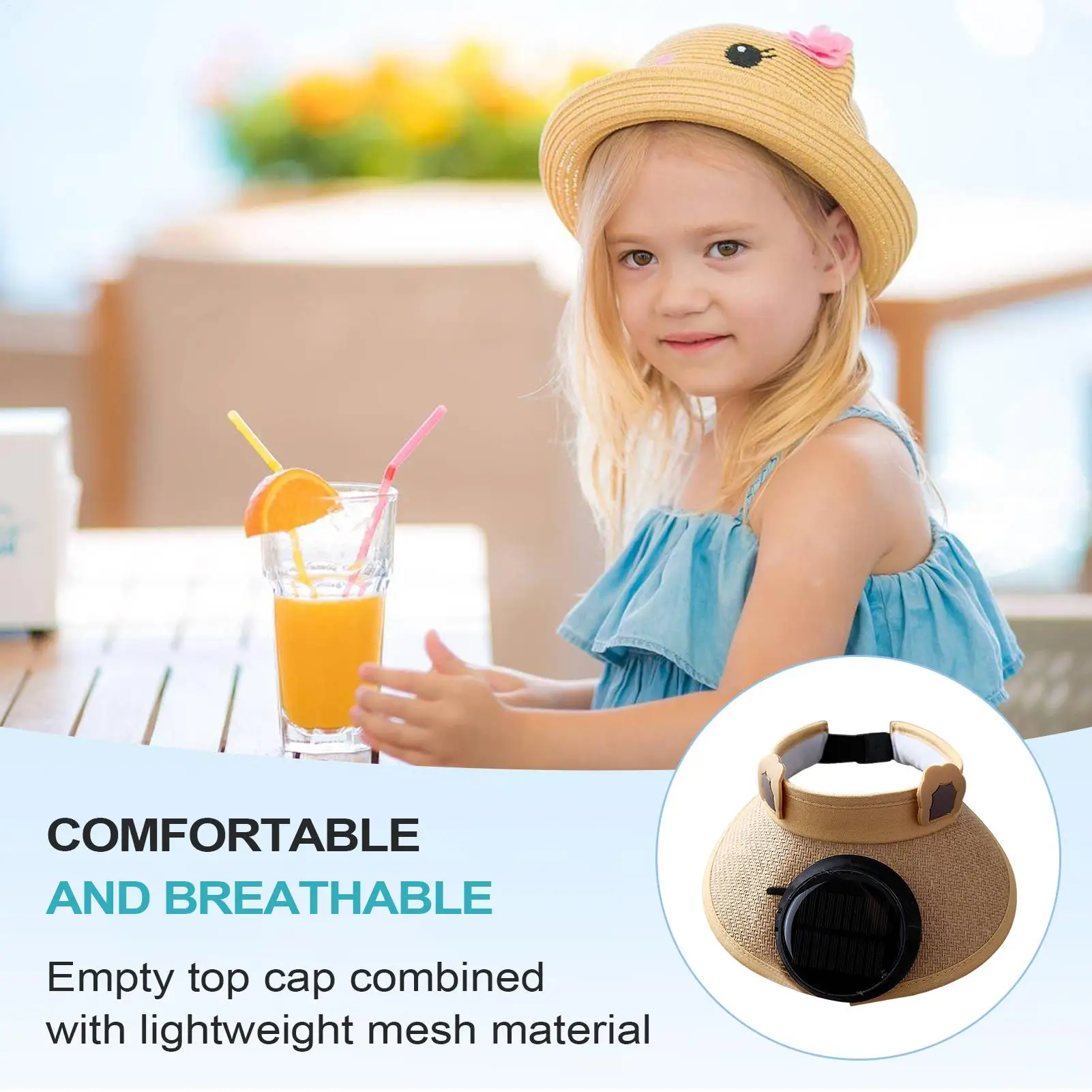 Solar Powered Fan Hat Wide Brim Solar Fan Hat Visor Cooling 3 Speed Adjustment For Yoga Hiking Festival Vacation Outdoor Garden