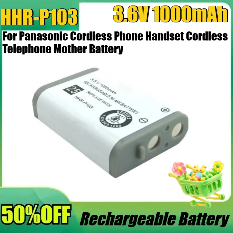 

New HHR-P103 HHRP513A Type25 3.6V 1000mAh for Panasonic Cordless Phone Handset Cordless Telephone Mother Battery Ni-MH