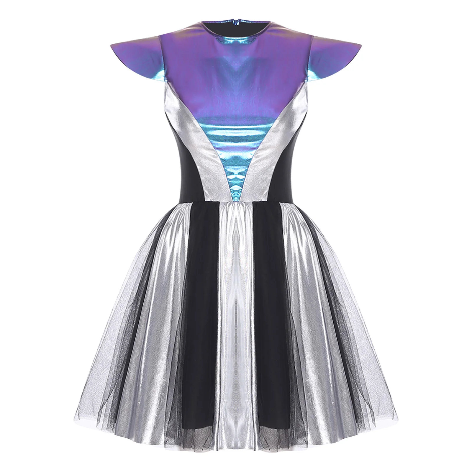 

Adult Astronaut Costume Women Space Alien Tutu Dress Suit Space Cadet Tulle Skirt Leotard Dress Halloween Cosplay Party Dress Up