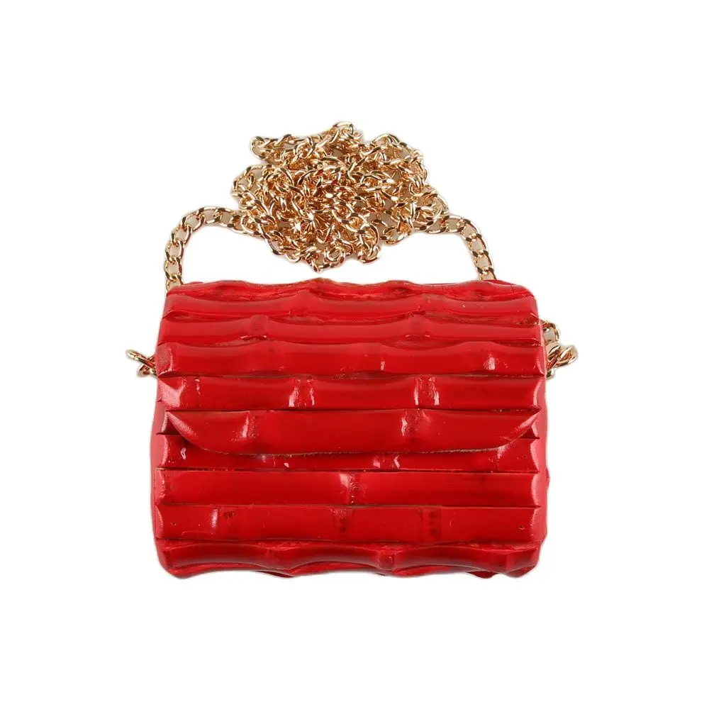 Nilerun Brand Fashion Unique Handmade Red Real Natural Bamboo Root Small Purse Wallet Messenger Shoulder Cross Body Mini Bag