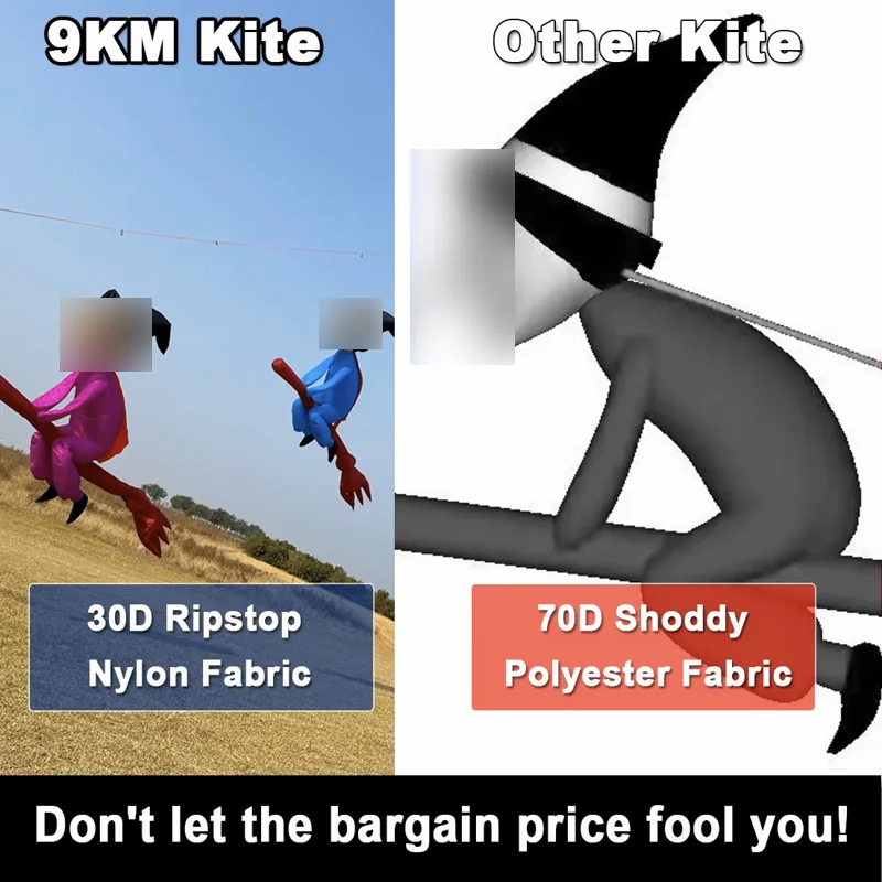 Línea de cometa de hechicera de 9KM y 4m, cometa de lavandería, nailon Ripstop inflable suave con bolsa para Festival de cometas (acceptar al por mayor)