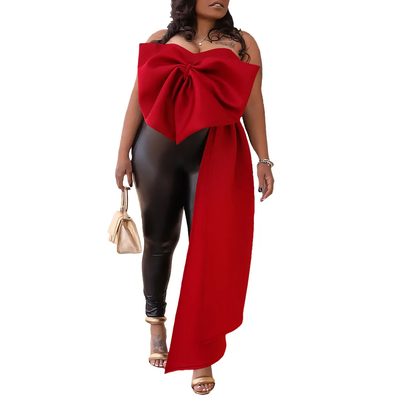 

African Clothes for Women Summer Sexy Party Blouses Top Irregular Bow Fashion Celebrate Night Evening Event Gown Africa Clothing