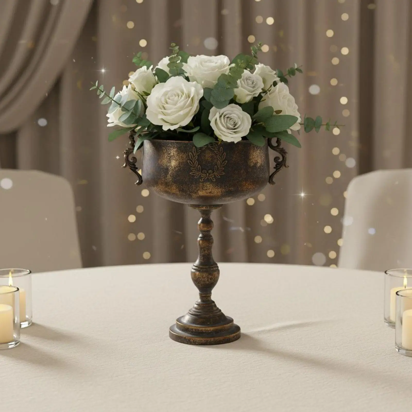 Metal Goblet Vase Detachable Pedestal Planter Reusable for Wedding