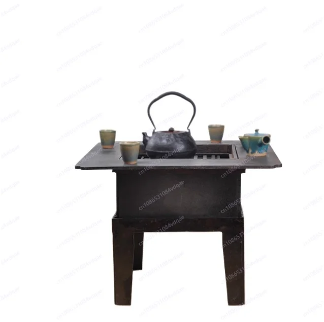 

Outdoor Corten Steel Fire Pit Barbecue Grill Plancha with Firewood Storage