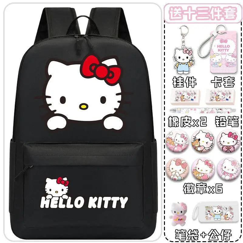 Sanrio Hello Kitty Schoolbag, leve, grande capacidade, dos desenhos animados crianças mochila para masculino e feminino estudantes, novo