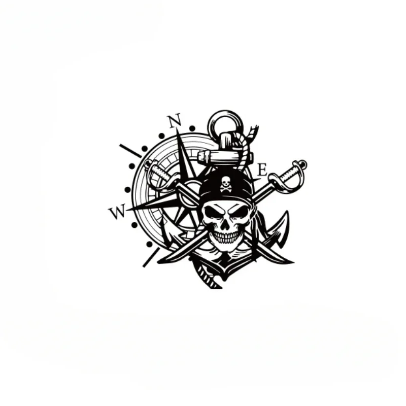 Stickers with pirate skull, compass, anchor, car, truck, jeep, camper, RV, van, vinyl tuning accessories