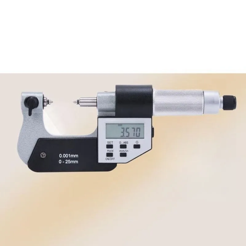 Straight forward digital display thread diameter measuring device, external thread parameter detection assembly, multi-range