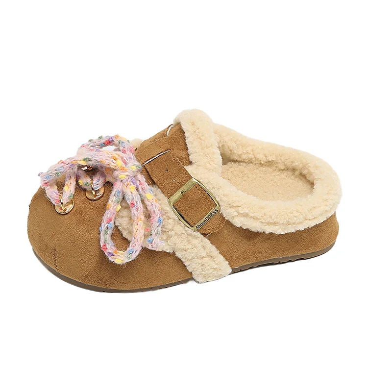 النساء النعال الفراء الشقق البغال أحذية موضة قصيرة أفخم الثلوج الأحذية 2025 الشتاء الوجه يتخبط العلامة التجارية الجديدة المنزل Mujer Zapatos #6