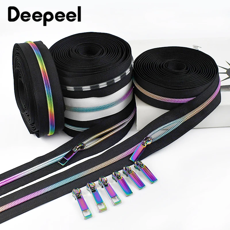 

5Meters 5# Colored Zippers Slider With Nylon Zipper By The Meter Garment Shoes Replace Zips Repair Kits Bags Sewing Accessories