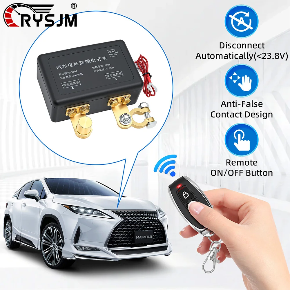 

DC24V 350A Car Battery Shut Off Switch Automatic Power Kill Switch With Remote Battery Disconnect Switch for Car Truck SUV RV