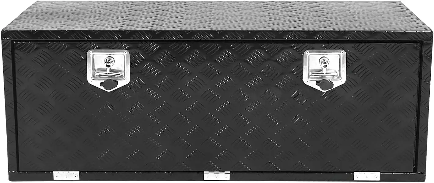 

48-Inch Aluminum Tool Box for Pickup, Truck Bed, RV, Trailer - Heavy Duty, Waterproof, Black with Lock and Keys
