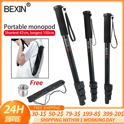 BEXIN professionnel télescopique portable léger caméra trépied montage adaptateur Support monopode pour Nikon canon Dslr appareil photo téléphone