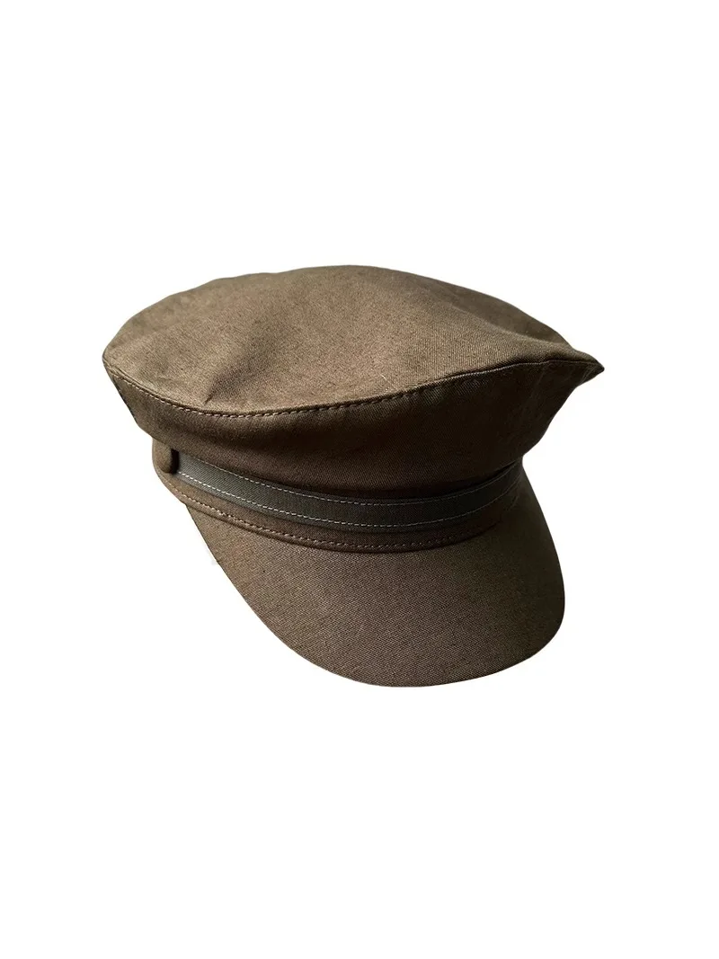 Spring Summer Breathable Linen Navy Style Cap British Wide Brim Peaked Cap Neutral Style Soft Hat for Small Head