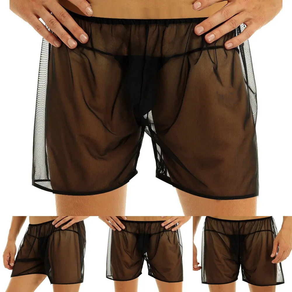 

Sexy Men's Ultra Thin Underwear Mesh See Through Shorts Trunks Sheer Temptation Briefs Erotic Lingerie Loose Underpants