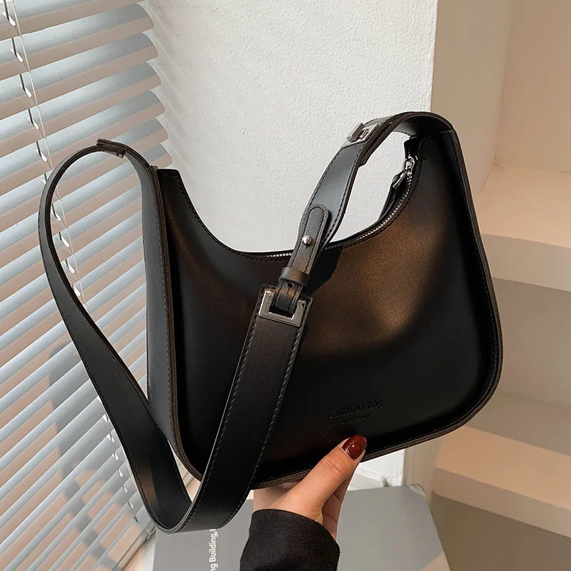 

Women Fashion PU Leather Solid Color Shoulder Shopping Bag Korean Style High-end All-match Ladies Underarm Messenger Bags