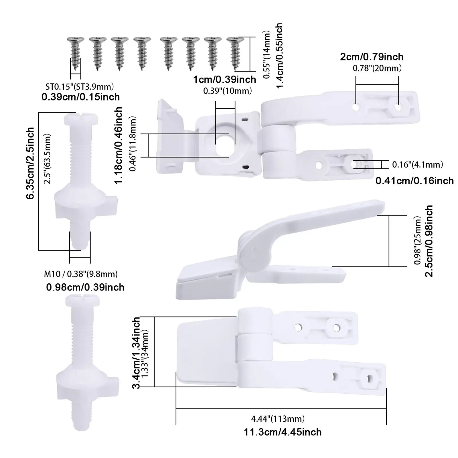 2x Toilet Seat Hinge Fixings Toilet Top Cover Lid Seat Fixings Bathroom Fixture Hardwares Repair Tools Easy Installation White