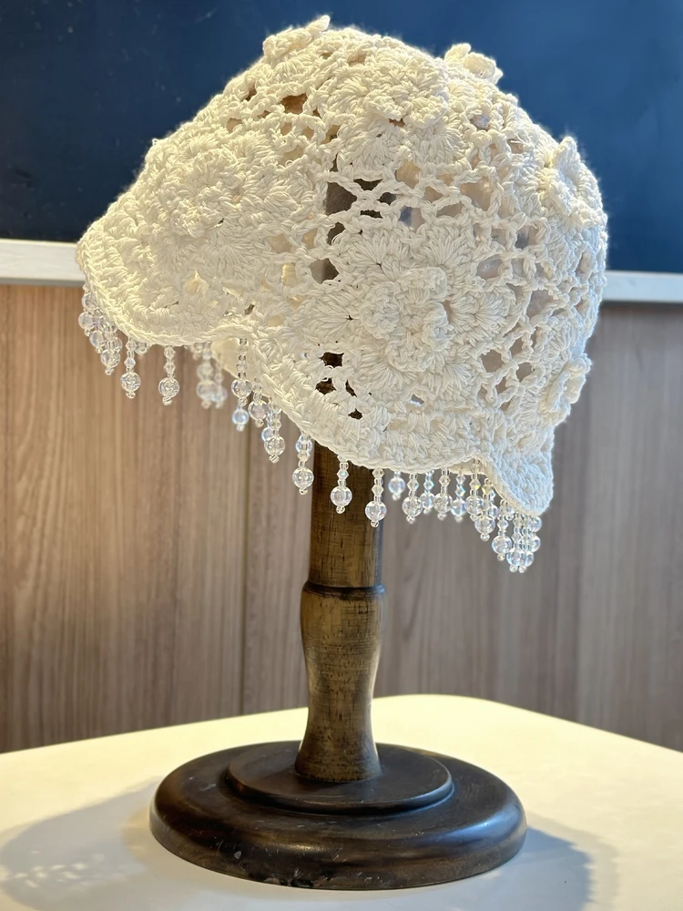 

2025 New Hollow Crochet Fringed Beanie Hat Women Spring Autumn Flowers Handmade Knitted Hat Fashion Thin Cold Hat
