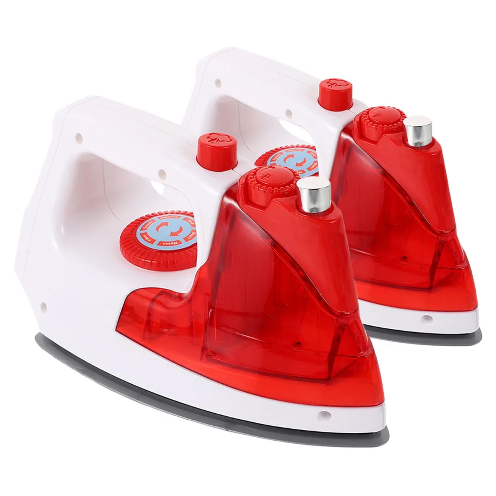 

2Pcs Mini Pretend Play Electric Iron for Children Safe Role Play Appliance Home Simulation Fun Simulated Electric Iron