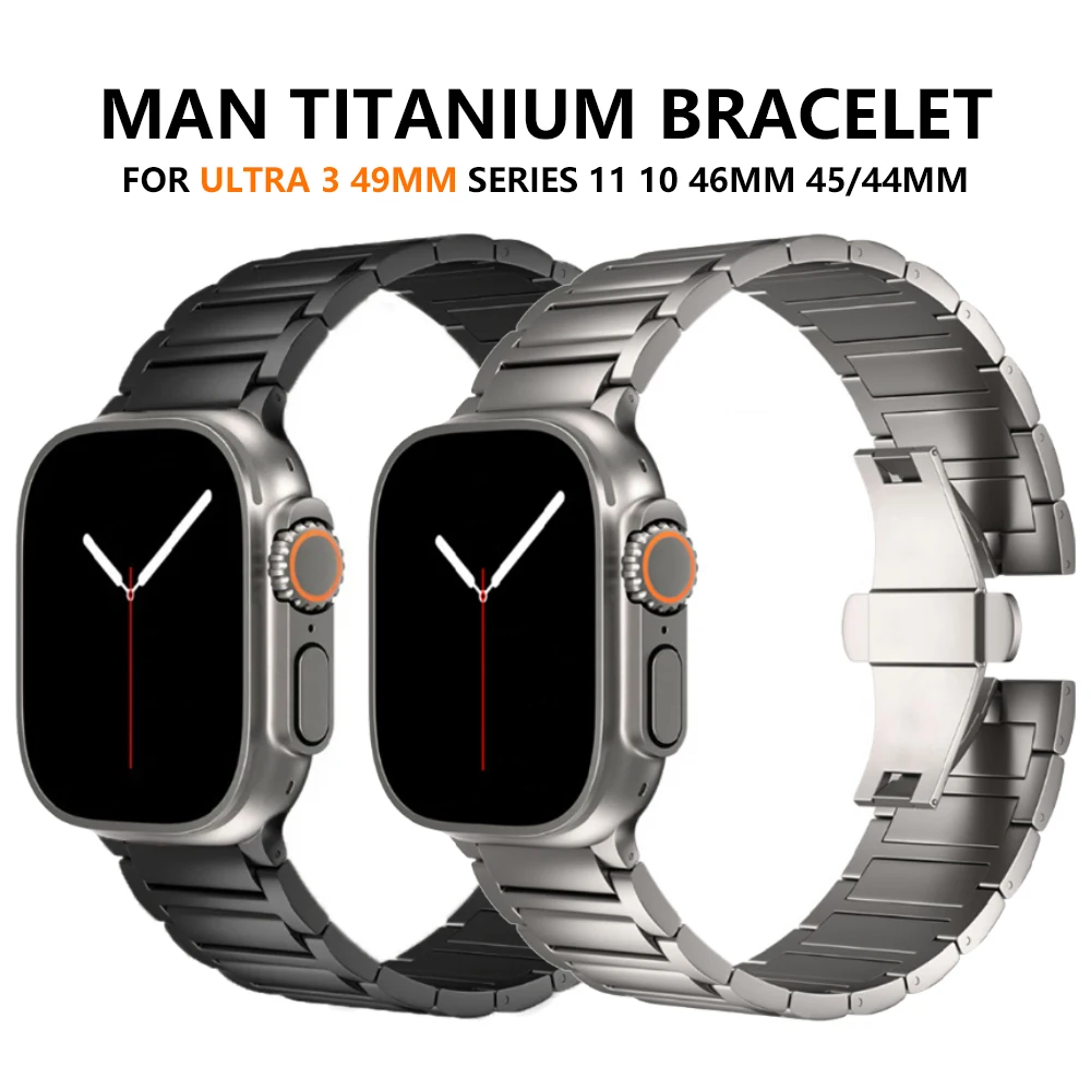 

Роскошный титановый ремешок для Apple Watch Ultra 3 2 1 49 мм, сменный мужской ремешок для Iwatch 11 10 46 мм 9 8 7 45 мм 6 5 SE3 44 мм