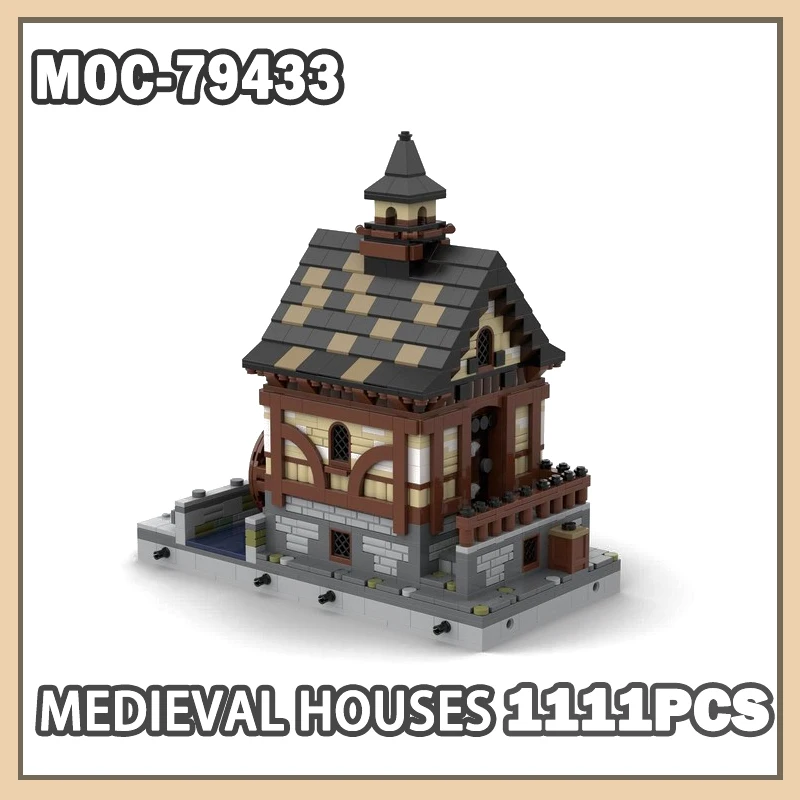 MOC-79433 zabawki konstrukcyjne średniowieczne domy Model klocków budowlanych zestaw klocków kreatywne prezenty wysokiej jakości miniaturowe DIY 1111 sztuk