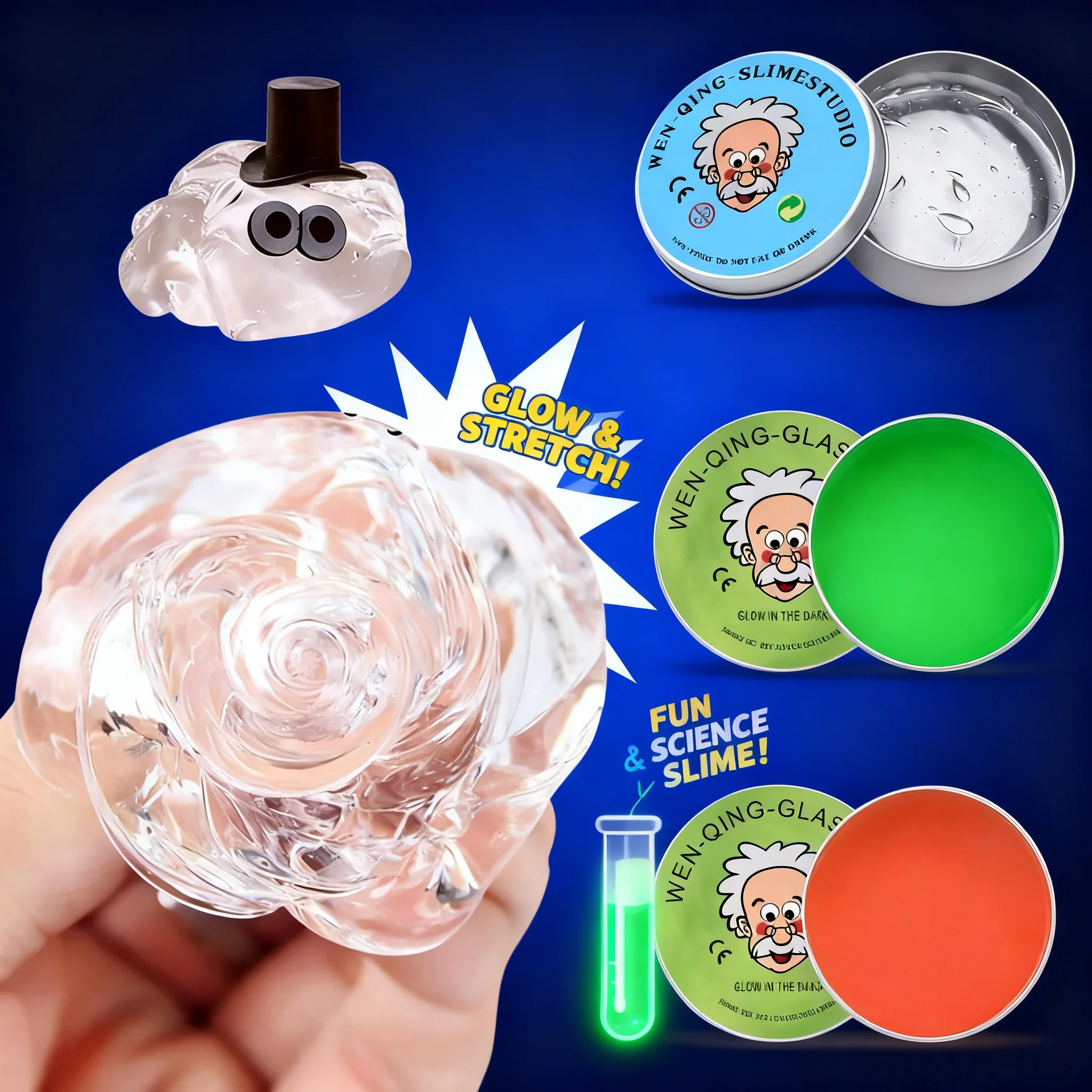 

Crystal Clear Lab Putty Glass Smart Thinking Crazy Stress Putty Bouncing Toy with Tin Sensory Gift for Children Best 1 Pack