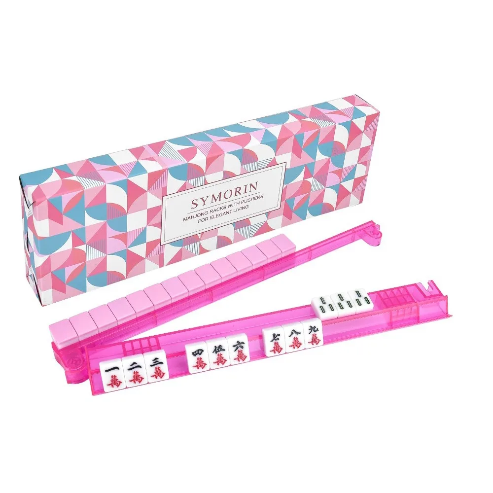 

1/4-Pack Non-Slip Mahjong Racks Crystal Clear Sturdy Mahjong Pushers and Racks Durable Eleagnt Gift Packaging
