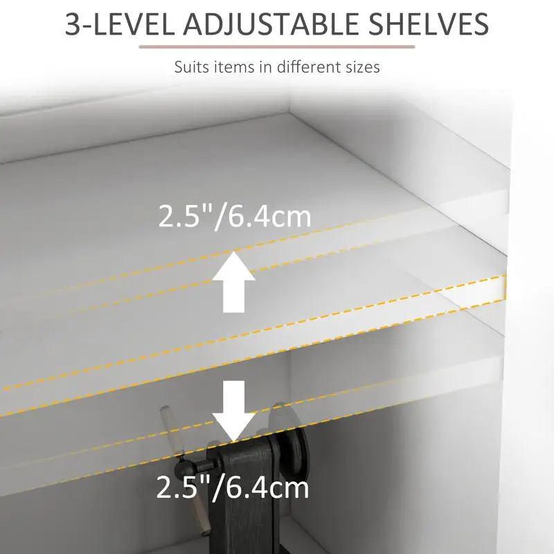 خزانة بوفيه جانبية للمطبخ الحديث، خزانة بار القهوة مقاس 48 بوصة مع أرفف قابلة للتعديل وأبواب شيفرون، وأرجل من خشب الصنوبر، #5