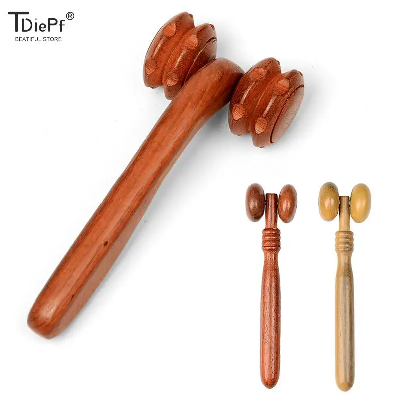 1*Wood Roller Massage Wheel Hand Push Leg Neck Waist Massage Wheel Device Thin Leg Massage Roller Vietnamese Back Massage Stick