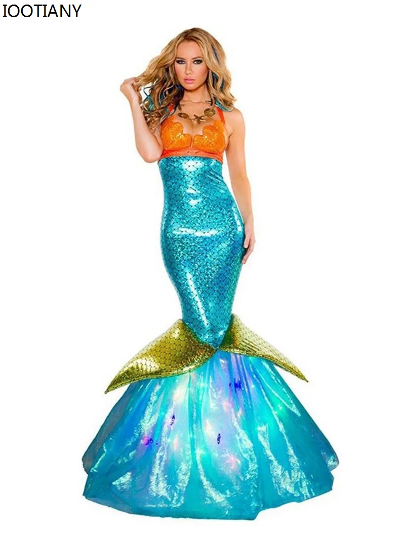 CosplayAldult Principessa Sirena Abiti Cosplay Ragazze Avvolgimento Seno Sexy Costumi di Halloween Novità Festa di Carnevale Spettacolo teatrale Donne