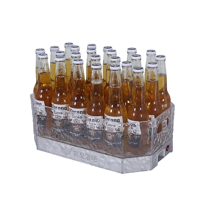 Bar KTV luminous beer frame nightclub LED transparent ice-sealed stone pattern ice pattern plus wine resistant ice bucket