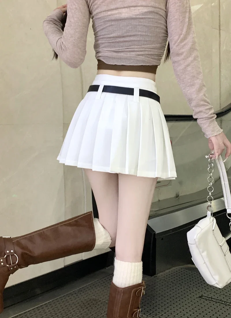 SALIENCY Sexy Women White Pleated Skirt A-line Bustier High Waist Mini Skirts Tennis Student Korean Dance