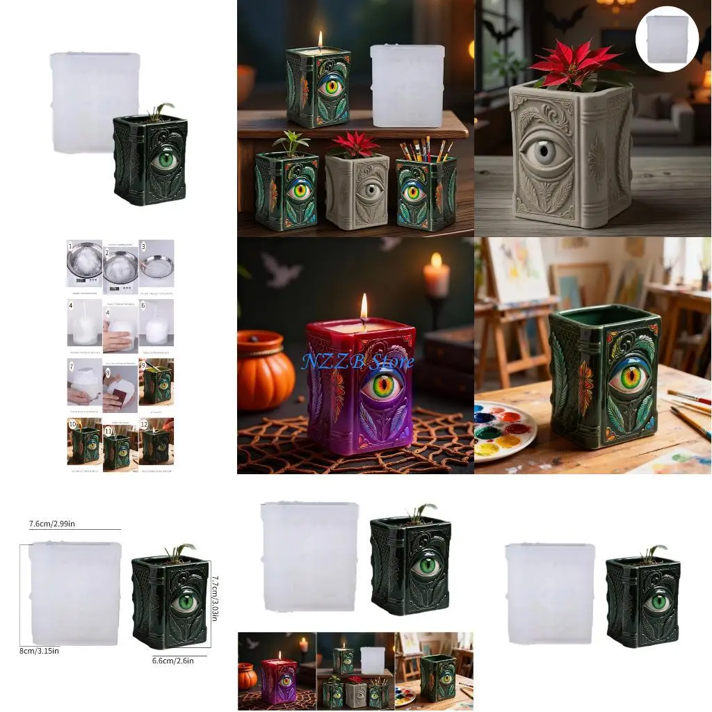 

T21F Creative Eye Book Pattern Silicone Planter Mould Flowerpot Moulds for Resin Jewelry Crafting and Succulents Decorations