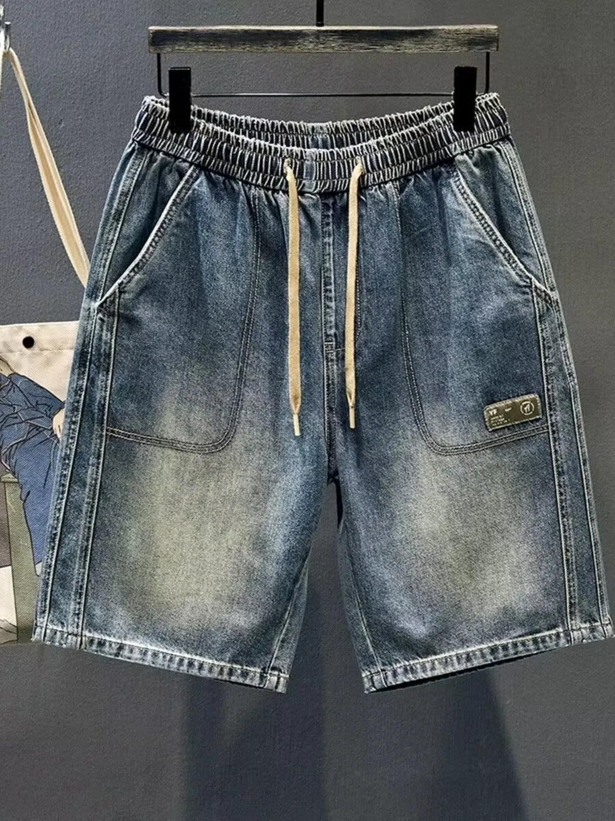 

American Retro Men's Denim Shorts Five-Quarter Loose Summer Large Size Straight Leg 2026 New Style Casual Youth Fashion