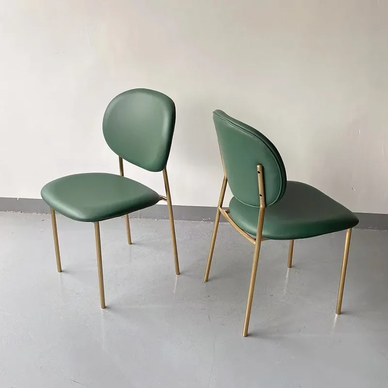 Italian light luxury stainless steel gold soft bag back chair, chain restaurant cafe dessert shop dining chair 5 in a group
