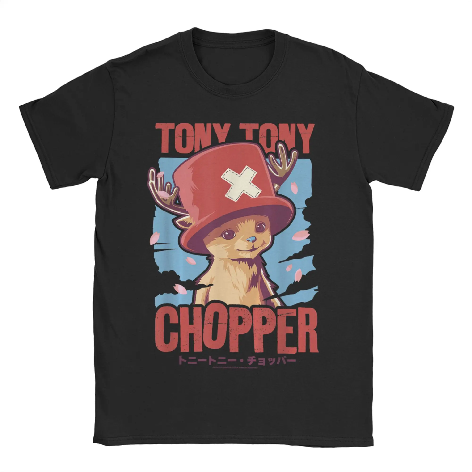 Camiseta One Piece Tony Tony Chopper com estampa Kanji para homens e mulheres, 100% algodão, camiseta de manga curta, roupas plus size