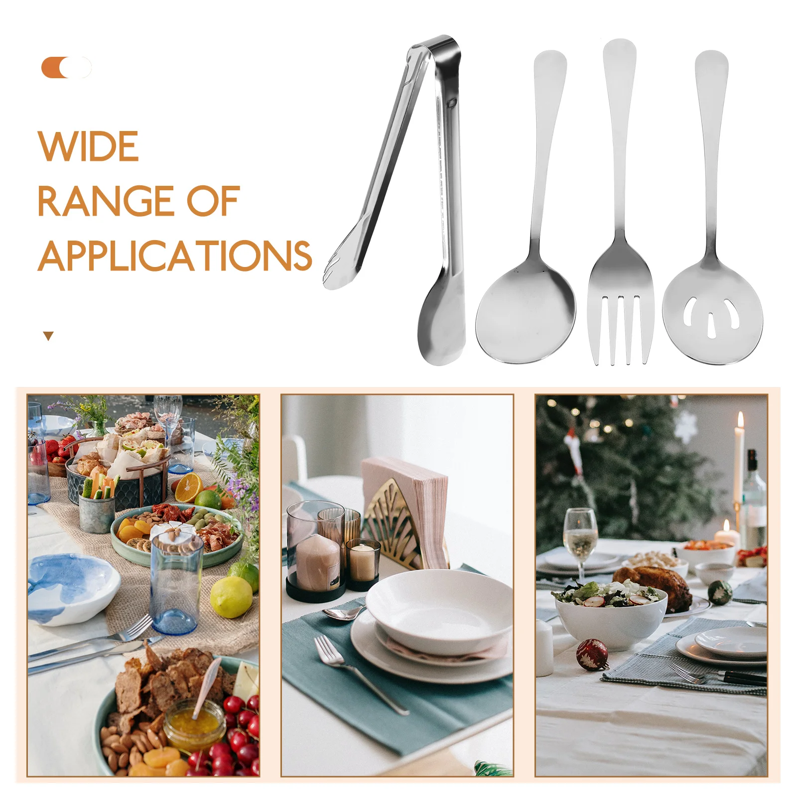 

1 set Tong Public Spoon Fork Kit Portable Stainless Steel Set Household Cutlery Banquet Kitchen Bar