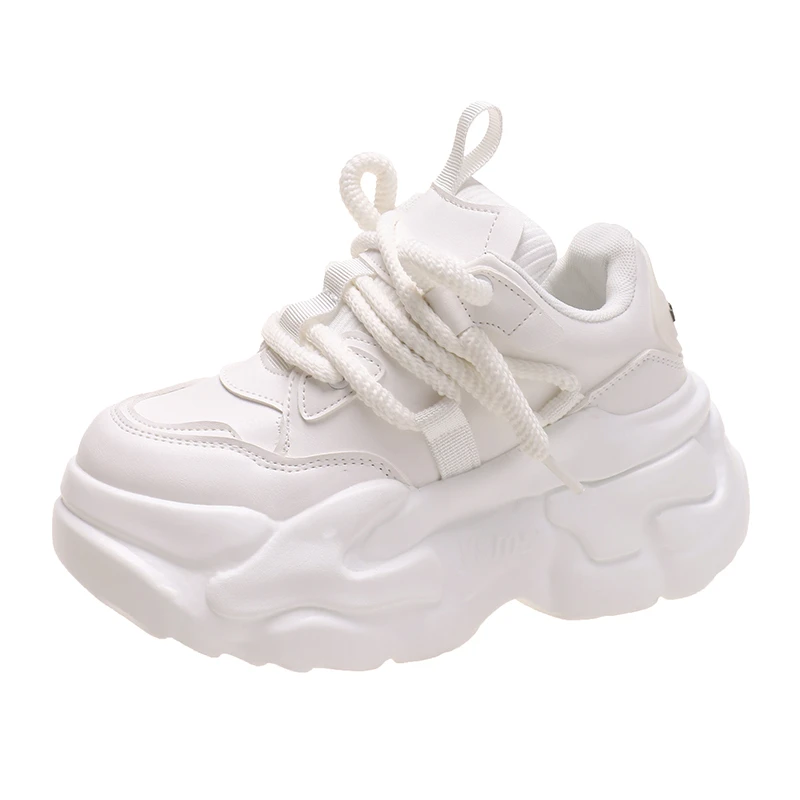 

2025 New Plus 35-43 Platform Sneakers Women Spring Autumn Lace Up Comfort Ventilate 7CM Wedges Height Increasing Shoes Footwear