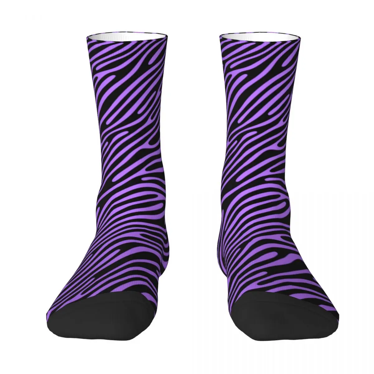 Lila Zebra Strip Socks Animal Print Leisure Stockings Ladies Medium Soft Outdoor Socks Autumn Design Non Slip Socks