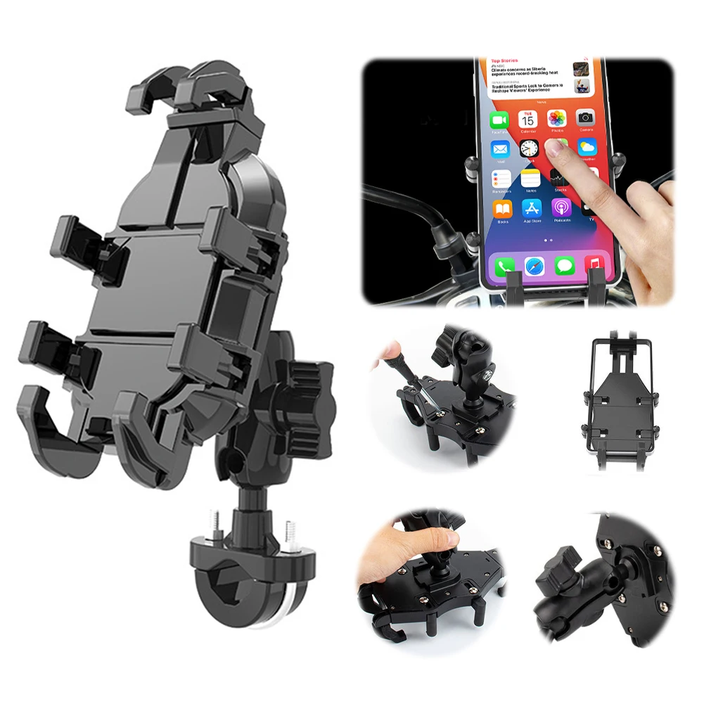 

Motorcycle Phone Mount Anti-Slip Vibration Damping Mount Clamp Mobile Phone Support Holder for Motorcycle Electric Bike Bicycle