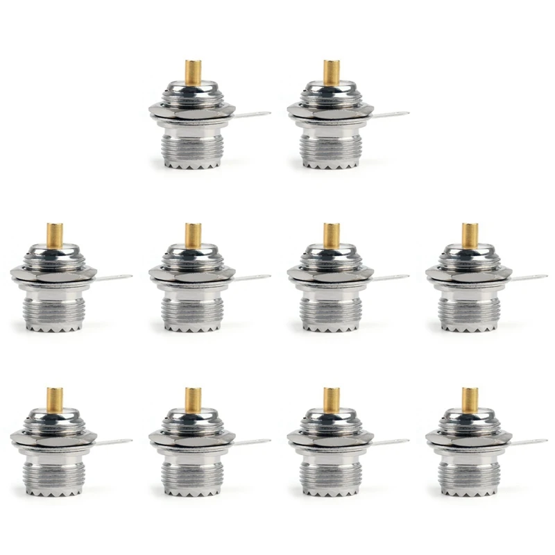 

10 Pcs UHF Female Connector SO239 Connector SO239 Jack Bulkhead Solder Panel Mount Straight