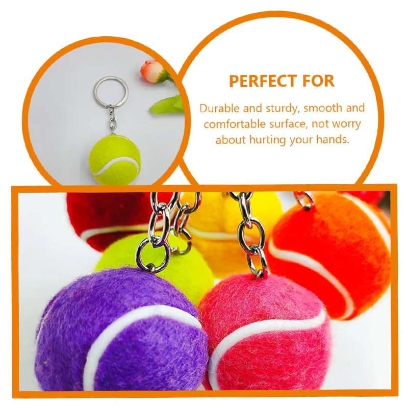 12Pcs Tennis Keychain Fashion Tennis Keyring Crafts Leisure Tennis Keyring Gift 6 Colors Sports Keychain